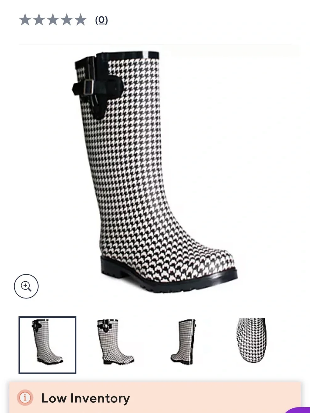 Nomad Houndstooth-Print Rain Boot - Puddles - Size 8 - Worn once